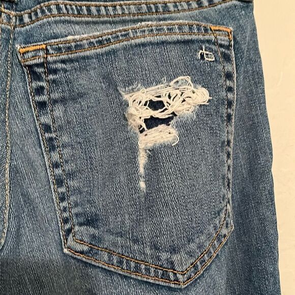 Rag and Bone Destroyed Heavily Distressed Ripped Kennedy Blue Denim Jeans - Picture 11 of 16